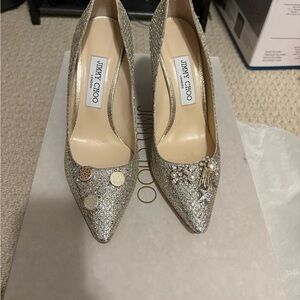 Jimmy Choo Silver Glitter Pumps - new!  size 38.5